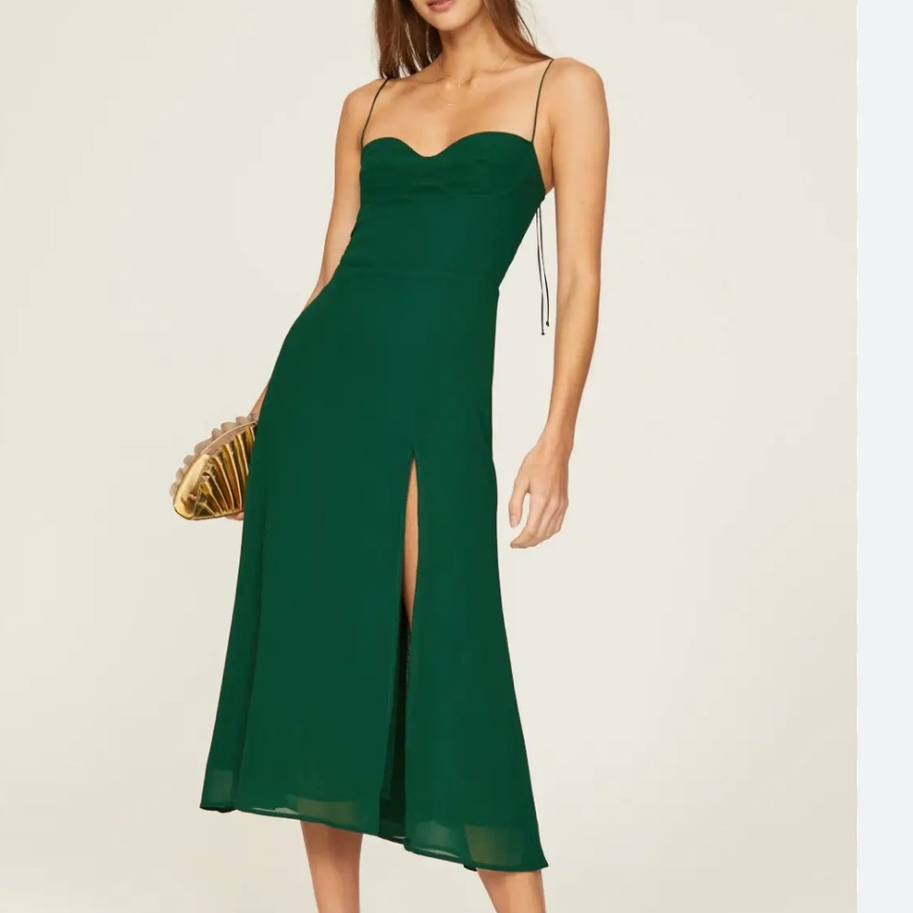 Reformation Green Midi Dress